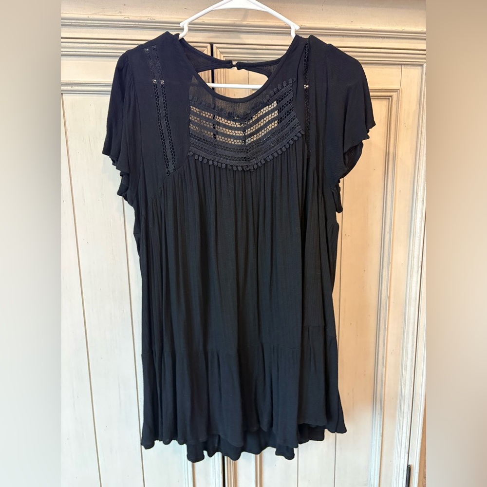Elegant Black Lace Accent Blouse